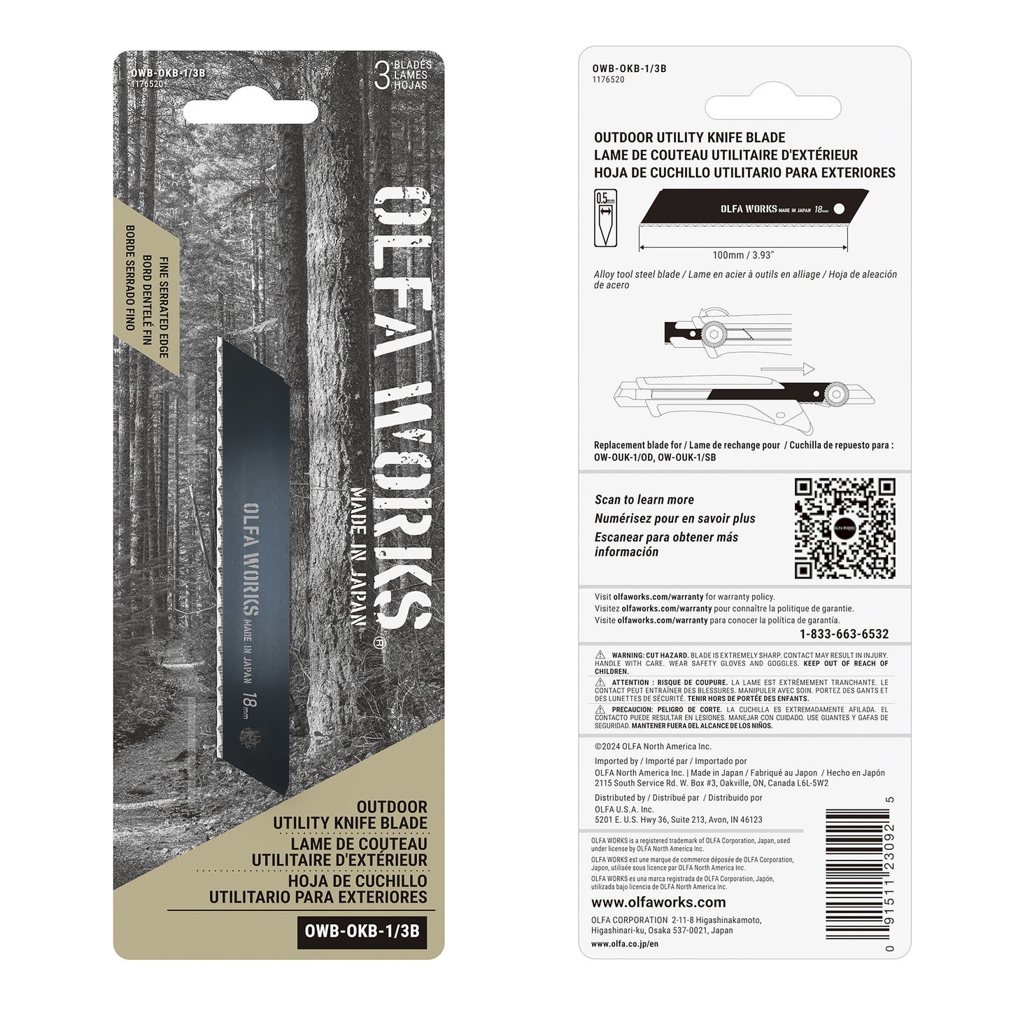 Outdoor Utility Knife Spare Blade, 3pk